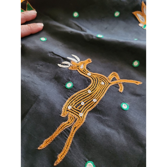 Women Pure Silk Hand Embroidery Saree Handloom Designer Aari Work - Picture 15 of 16